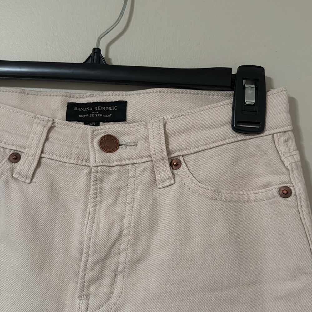 High rise straight cut cream pants - Banana Republic - Picture 4 of 6